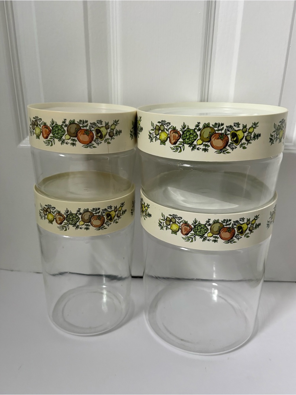 Pyrex Spice of Life Vintage  Four Piece Glass Canister Set